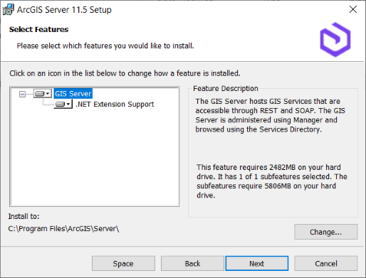 Select features for installation. Select features for installation.